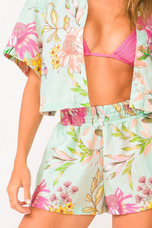 PQ Swim Floret Darcy Button Crop Top